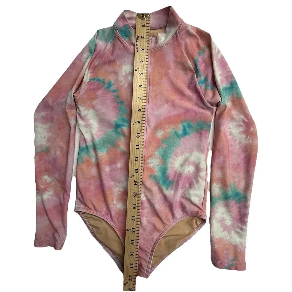 Crewcuts‎ Rash Guard One Piece Girls 10 Tie Dye UPF 50 Swim Surf Suit